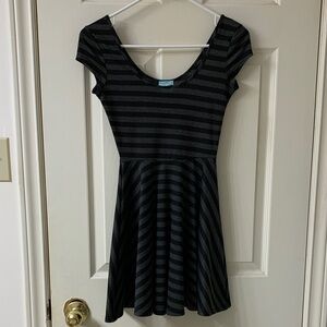 🌷3 for$25🌷Enough About Me, US XS, Black & Grey Stripe Fit & Flare Dress